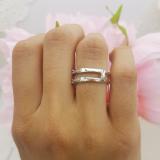 0.50 Carat (ctw) 10K White Gold Round Cut Diamond Ladies Anniversary Wedding Band Enhancer Guard Double Ring 1/2 CT