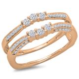 0.50 Carat (ctw) 14K Rose Gold Round Cut Diamond Ladies Anniversary Wedding Band Enhancer Guard Double Ring 1/2 CT