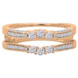 0.50 Carat (ctw) 14K Rose Gold Round Cut Diamond Ladies Anniversary Wedding Band Enhancer Guard Double Ring 1/2 CT