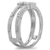0.50 Carat (ctw) 14K White Gold Round Cut Diamond Ladies Anniversary Wedding Band Enhancer Guard Double Ring 1/2 CT