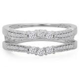 0.50 Carat (ctw) 14K White Gold Round Cut Diamond Ladies Anniversary Wedding Band Enhancer Guard Double Ring 1/2 CT
