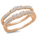 0.50 Carat (ctw) 18K Rose Gold Round Cut Diamond Ladies Anniversary Wedding Band Enhancer Guard Double Ring 1/2 CT