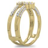 0.50 Carat (ctw) 18K Yellow Gold Round Cut Diamond Ladies Anniversary Wedding Band Enhancer Guard Double Ring 1/2 CT