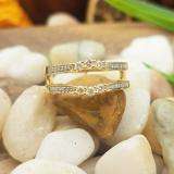 0.50 Carat (ctw) 18K Yellow Gold Round Cut Diamond Ladies Anniversary Wedding Band Enhancer Guard Double Ring 1/2 CT