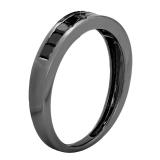 0.90 Carat (ctw) Black Rhodium Plated Sterling Silver Princess Cut Black Diamond Ladies Bridal Anniversary Wedding Band Ring