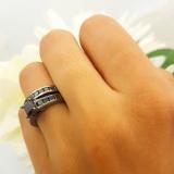 2.35 Carat (ctw) Black Rhodium Plated Sterling Silver Princess Cut Black Diamond Ladies Bridal Engagement Ring With Matching Band Set