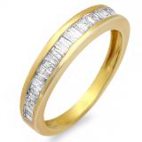 0.48 Carat (ctw) 18K Yellow Gold Plated Sterling Silver Baguette Cut Diamond Ladies Stackable Anniversary Wedding Band 1/2 CT