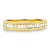 0.48 Carat (ctw) 18K Yellow Gold Plated Sterling Silver Baguette Cut Diamond Ladies Stackable Anniversary Wedding Band 1/2 CT