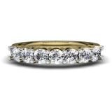 0.90 Carat (ctw) 14K Yellow Gold Round White Diamond Ladies 7 Stone Bridal Wedding Band Anniversary Ring