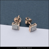 0.30 Carat (ctw) 10K Rose Gold Round White Diamond Ladies Square Shape Stud Earrings 1/3 CT
