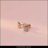 0.30 Carat (ctw) 10K Rose Gold Round White Diamond Ladies Square Shape Stud Earrings 1/3 CT