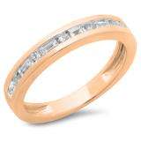 0.55 Carat (ctw) 10K Rose Gold Alternating Round & Baguette Cut Diamond Ladies Channel Set Anniversary Wedding Band Stackable Ring 1/2 CT