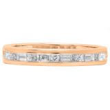 0.55 Carat (ctw) 14K Rose Gold Alternating Round & Baguette Cut Diamond Ladies Channel Set Anniversary Wedding Band Stackable Ring 1/2 CT