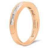 0.55 Carat (ctw) 14K Rose Gold Alternating Round & Baguette Cut Diamond Ladies Channel Set Anniversary Wedding Band Stackable Ring 1/2 CT