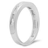 0.55 Carat (ctw) 14K White Gold Alternating Round & Baguette Cut Diamond Ladies Channel Set Anniversary Wedding Band Stackable Ring 1/2 CT