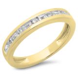 0.55 Carat (ctw) 14K Yellow Gold Alternating Round & Baguette Cut Diamond Ladies Channel Set Anniversary Wedding Band Stackable Ring 1/2 CT