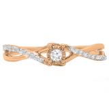 0.20 Carat (ctw) 10K Rose Gold Round White Diamond Ladies Swirl Split Shank Promise Engagement Ring 1/5 CT