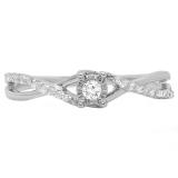 0.20 Carat (ctw) 14K White Gold Round White Diamond Ladies Swirl Split Shank Promise Engagement Ring 1/5 CT