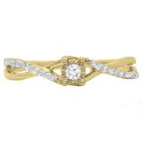 0.20 Carat (ctw) 14K Yellow Gold Round White Diamond Ladies Swirl Split Shank Promise Engagement Ring 1/5 CT