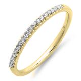 0.22 Carat (ctw) 14K Yellow Gold Round Cut White Cubic Zirconia Ladies Anniversary Wedding Stackable Band