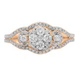 0.80 Carat (ctw) 10K Rose Gold Round Cut Diamond Ladies Bridal Split Shank Cluster Engagement Ring 3/4 CT