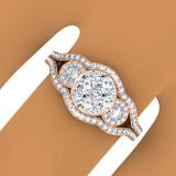 0.80 Carat (ctw) 10K Rose Gold Round Cut Diamond Ladies Bridal Split Shank Cluster Engagement Ring 3/4 CT
