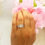 0.80 Carat (ctw) 10K White Gold Round Cut Diamond Ladies Bridal Split Shank Cluster Engagement Ring 3/4 CT