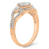 0.80 Carat (ctw) 14K Rose Gold Round Cut Diamond Ladies Bridal Split Shank Cluster Engagement Ring 3/4 CT