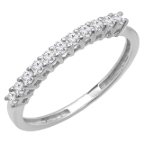 0.28 Carat (ctw) 10K White Gold Round White Diamond Ladies Anniversary Stackable Wedding Band 1/4 CT