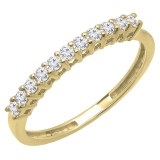 0.28 Carat (ctw) 14K Yellow Gold Round White Diamond Ladies Anniversary Stackable Wedding Band 1/4 CT