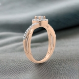 0.50 Carat (ctw) 10K Rose Gold Round Cut Diamond Ladies Swirl Split Shank Bridal Halo Engagement Ring 1/2 CT