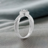 0.50 Carat (ctw) 10K White Gold Round Cut Diamond Ladies Swirl Split Shank Bridal Halo Engagement Ring 1/2 CT