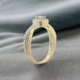 0.50 Carat (ctw) 10K Yellow Gold Round Cut Diamond Ladies Swirl Split Shank Bridal Halo Engagement Ring 1/2 CT
