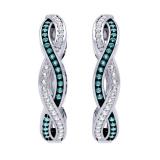 0.25 Carat (ctw) 10K White Gold Round Blue & White Diamond Ladies Twisted Swirl Hoop Earrings 1/4 CT