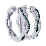 0.25 Carat (ctw) 10K White Gold Round Blue & White Diamond Ladies Twisted Swirl Hoop Earrings 1/4 CT