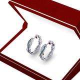 0.25 Carat (ctw) 10K White Gold Round Blue & White Diamond Ladies Twisted Swirl Hoop Earrings 1/4 CT