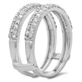 0.90 Carat (ctw) 10K White Gold Round Cut Diamond Ladies Anniversary Wedding Band Enhancer Guard Double Ring