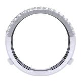 0.90 Carat (ctw) 10K White Gold Round Cut Diamond Ladies Anniversary Wedding Band Enhancer Guard Double Ring