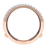 0.90 Carat (ctw) 18K Rose Gold Round Cut Diamond Ladies Anniversary Wedding Band Enhancer Guard Double Ring