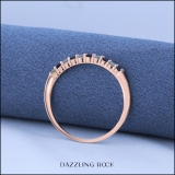 10K Rose Gold Round Cut Blue Sapphire & White Diamond Ladies Stackable Anniversary Wedding Band