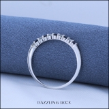 10K White Gold Round Cut Blue Sapphire & White Diamond Ladies Stackable Anniversary Wedding Band
