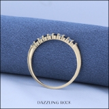18K Yellow Gold Round Cut Blue Sapphire & White Diamond Ladies Stackable Anniversary Wedding Band