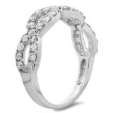 0.90 Carat (ctw) 10K White Gold Round Cut Diamond Ladies Bridal Anniversary Wedding Swirl Band 1/4 CT