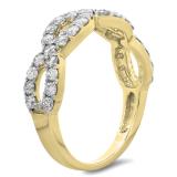 0.90 Carat (ctw) 14K Yellow Gold Round Cut Diamond Ladies Bridal Anniversary Wedding Swirl Band 1/4 CT