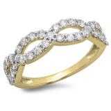 0.90 Carat (ctw) 18K Yellow Gold Round Cut Diamond Ladies Bridal Anniversary Wedding Swirl Band 1/4 CT