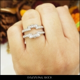 0.50 Carat (ctw) 10K White Gold Round Cut Diamond Ladies Anniversary Wedding Band Enhancer Guard Double Ring 1/2 CT