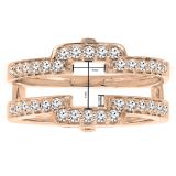 0.50 Carat (ctw) 14K Rose Gold Round Cut Diamond Ladies Anniversary Wedding Band Enhancer Guard Double Ring 1/2 CT