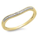 0.10 Carat (ctw) 10K Yellow Gold Round Cut Diamond Ladies Stackable Anniversary Wedding Band 1/10 CT