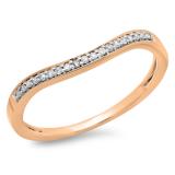 0.10 Carat (ctw) 14K Rose Gold Round Cut Diamond Ladies Stackable Anniversary Wedding Band 1/10 CT