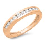 0.50 Carat (ctw) 14K Rose Gold Round Cut Diamond Ladies Stackable Anniversary Wedding Band 1/2 CT